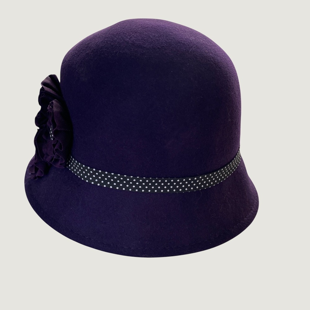 Scala Vintage Purple 20s Retro Cloche Hat Flapper Halloween Costume VTG Autumn